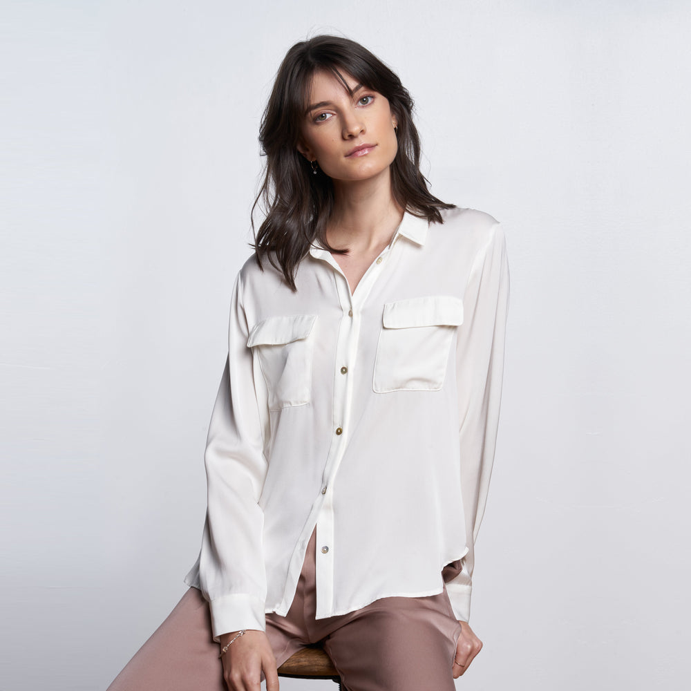 Camicia Monte Carlo con doppia tasca - Nouvelle White