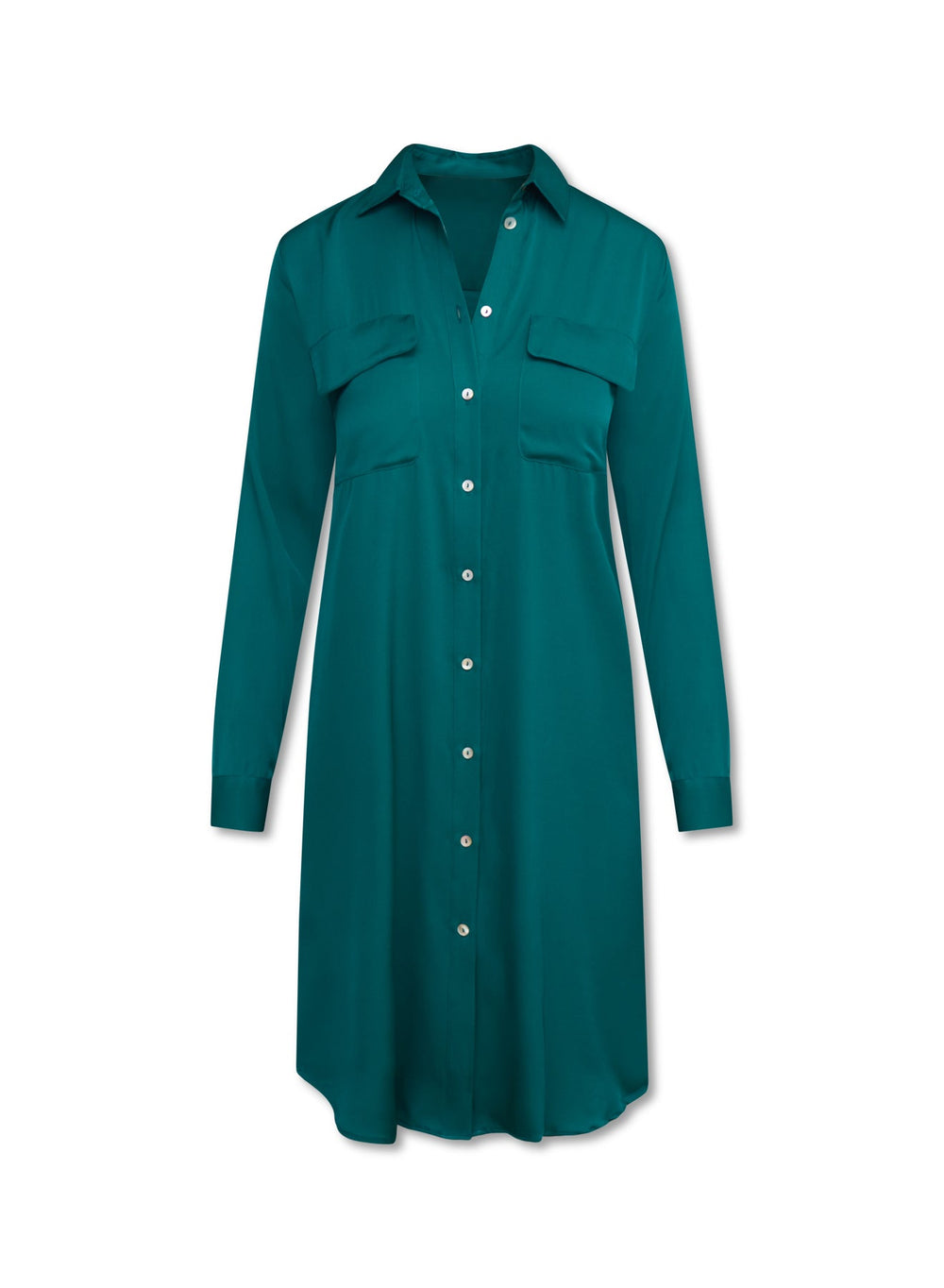Sicily – Hemdkleid mit zwei Taschen - Forest Green