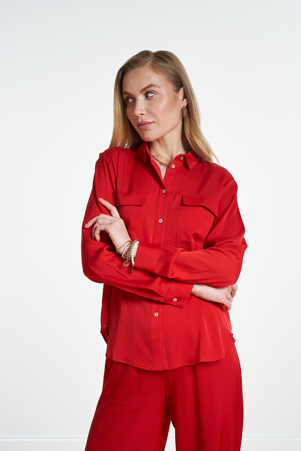 Monte Carlo Double Pocket Shirt - Scarlet, Strelitza, Poinciana